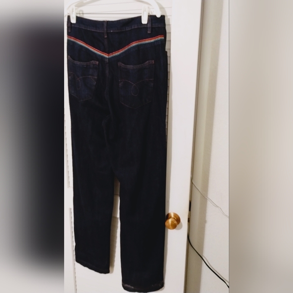 NWT Bright and Beautiful Bijou Rainbow Embroidered Dark Wash High Waisted Jeans - Picture 9 of 12